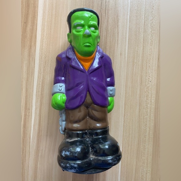 Rare Vintage Small Frankenstein Halloween Blow Mold Pathway Light Cover Plastic - Picture 1 of 9